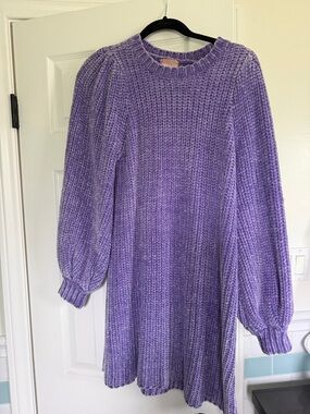 Show Me Your Mumu One of a Kind Chunky Purple Chenille Sweater Dress